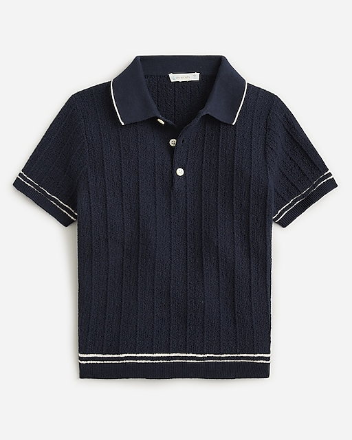 boys Boys' tipped short-sleeve sweater-polo in cotton