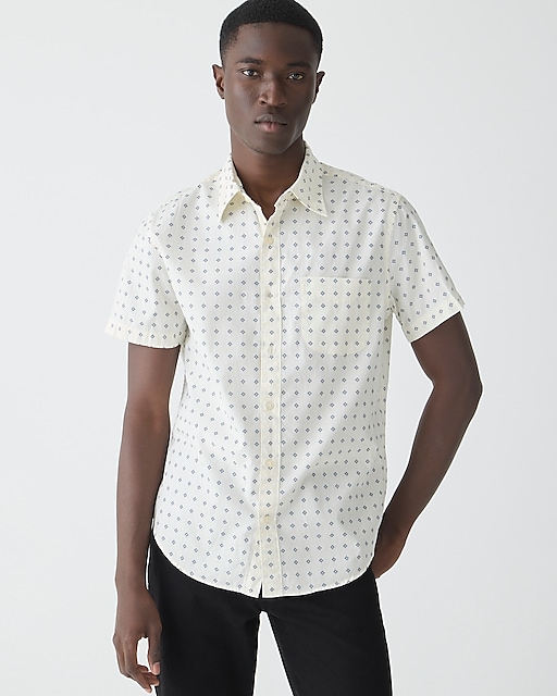 mens Short-sleeve Secret Wash cotton poplin shirt with point collar