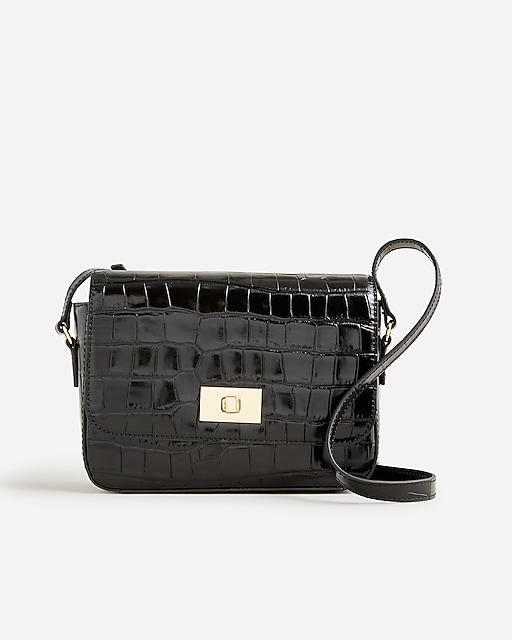 womens Edie crossbody bag in Italian croc-embossed leather